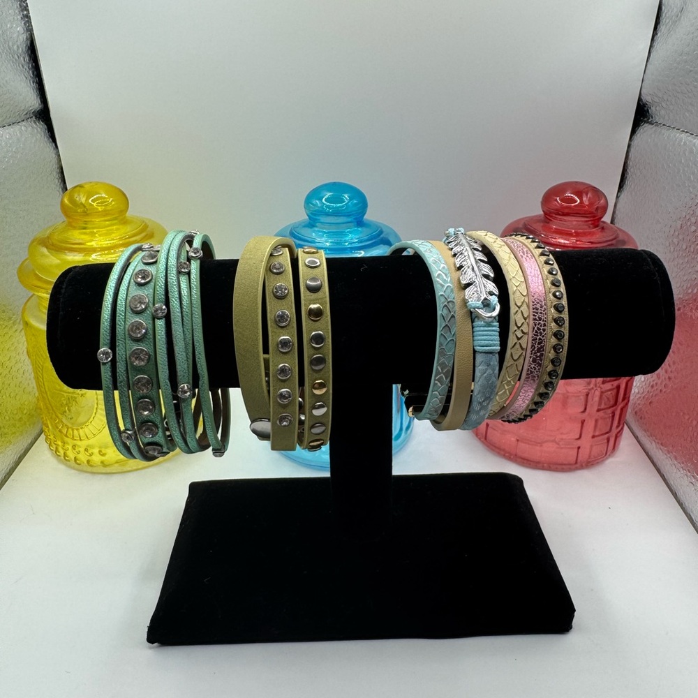 Lot of 3 Faux Leather Fashion Bracelets NEW